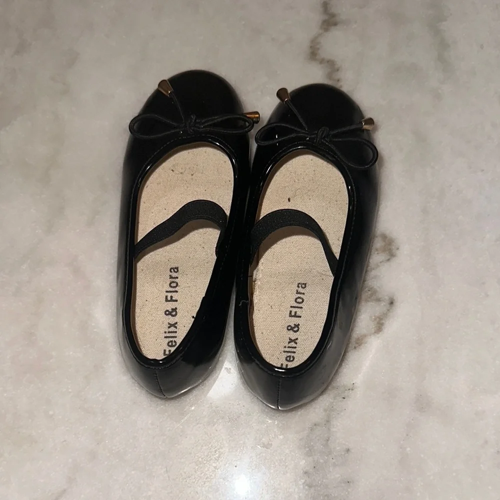 Feliz and flora Elegant Black Dress girl Shoes with Bow‎ Detail size 9